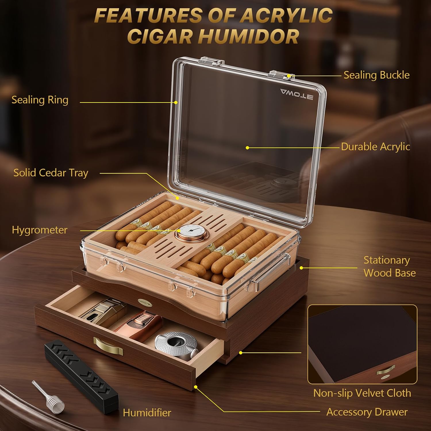 Akrylowy humidor na cygara, bi – Home Fragrance Maple Walnut recenzja i cena