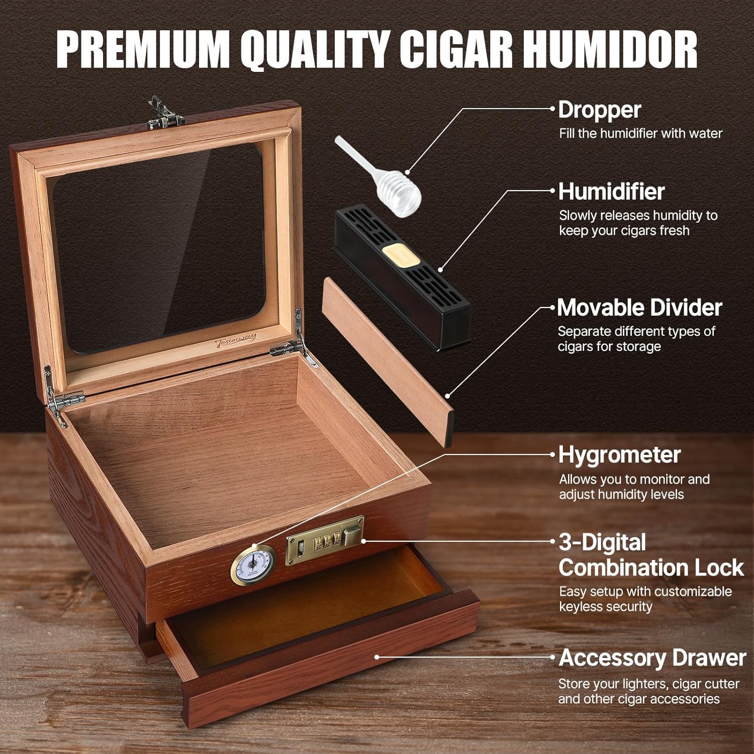 Humidor na cygara, drewniany h – Home Fragrance Maple Walnut recenzja i cena
